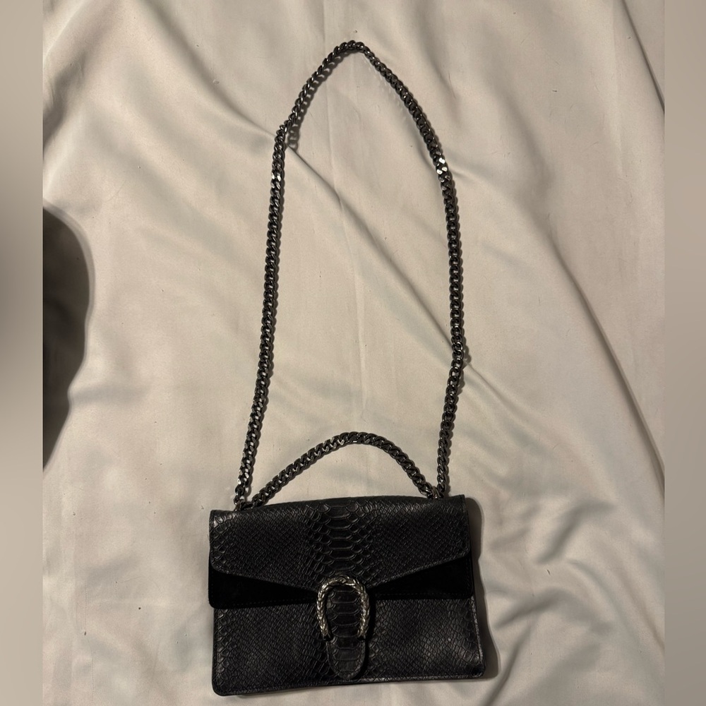 Italian Leather Black Chain Crossbody Back Excellent Quality Dionysus Style - Picture 8 of 8